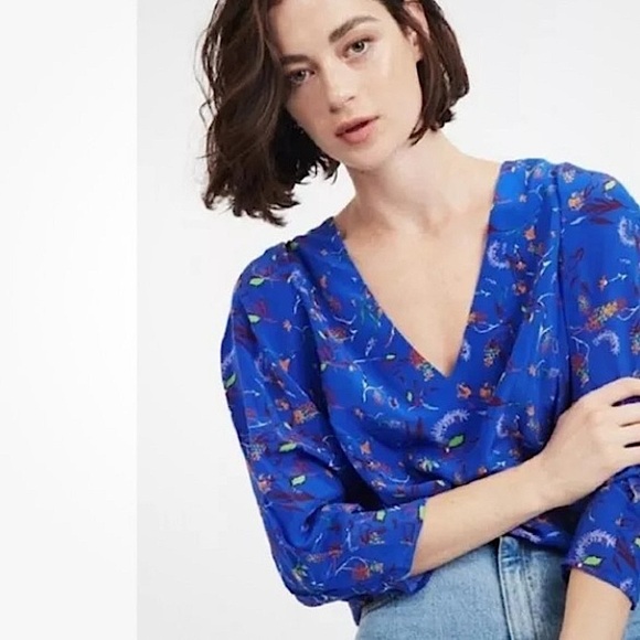 TANYA TAYLOR Rena Tulip Print Silk Top Papay Red NWOT - Picture 15 of 15
